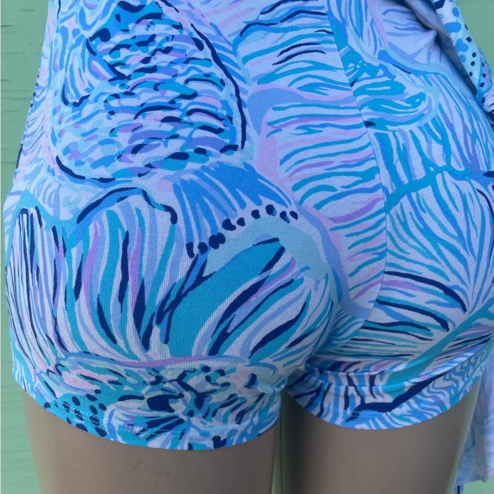 Lilly Pulitzer Rilla Wrap Romper In Bermuda Blue Fishful - Picture 7 of 9